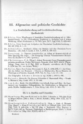 III. Allgemeine und politische Geschichte
