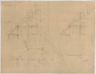 Fischer, Theodor; Planegg bei München (Bayern); Ev. Waldkirche - Dachstuhl (Grundriss, Schnitte)