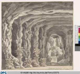 Höhle. Fünf Linkskulissen und Prospekt. Halbentwurf links