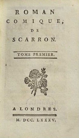 Roman Comique, De Scarron. 1
