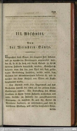 III. Abschnitt Von der Weinstein-Säure