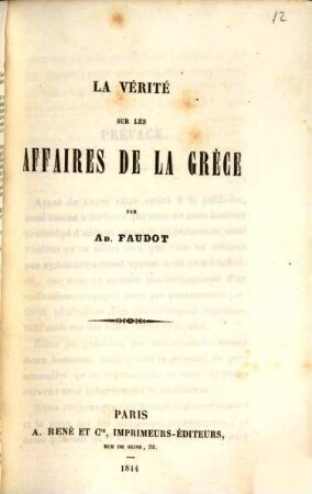 La vérité sur les Affaires de la Grèce