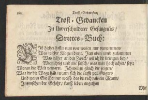 Trost-Gedancken In Unverschuldeter Gefängnüs/ Drittes-Buch: