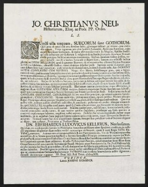 Jo. Christianvs Neu, Historiarum, Eloq. ac Poe͏̈s. PP. Ordin. L. S.