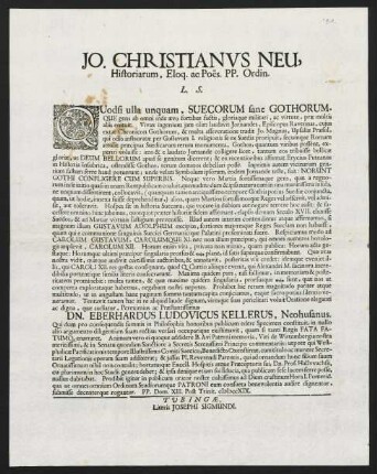 Jo. Christianvs Neu, Historiarum, Eloq. ac Poe͏̈s. PP. Ordin. L. S.