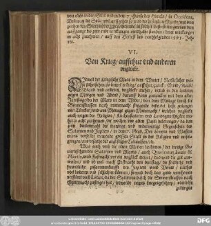 VI. Von Krieg/ auffruhr vnd anderen vnglücke.