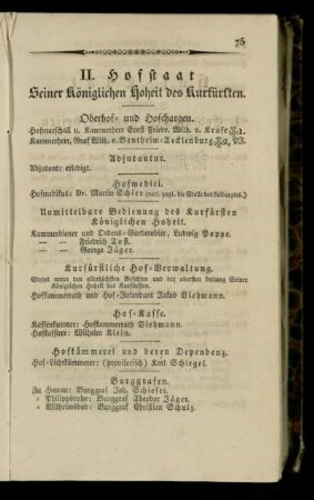 Hofstaat Seiner Königlichen Hoheit des Kurfürsten