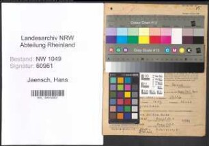 Entnazifizierung Hans Jaensch , geb. 14.02.1907 (Postschaffner)