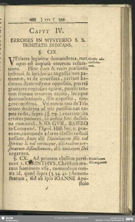Caput IV. Errores In Mysterio S. S. Trinitatis Indicans