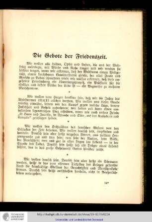Die Gebote der Friedenszeit