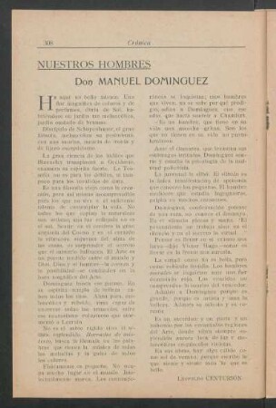 Nuestros hombres : Don Manuel Domínguez