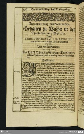 Die neundte Klag: und Trawrpredigt, Gehalten zu Vacha in der Pfarrkirchen, am 3. Maji, 1632