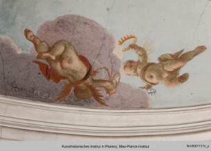 Tugenden und Laster : Amabilità, Richezza, Nobiltà und Giustizia begleitet von Virtù, Fama und Putti
