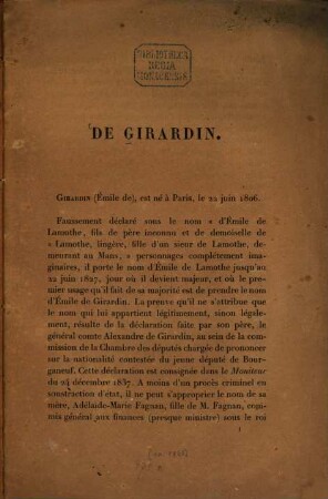 De Girardin : [Kopftitel]
