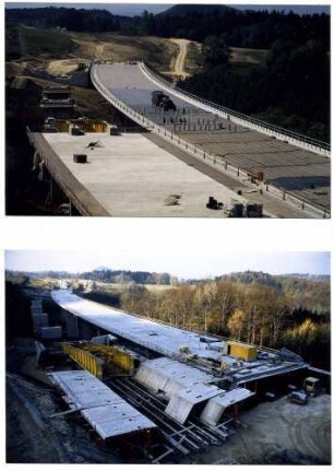 Franzosenschluchtbrücke Überbau München - Stuttgart fertiggestellt, Überbau Stuttgart - München im Bau