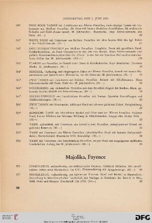 Majolka, Fayence (Nr. 573-587)