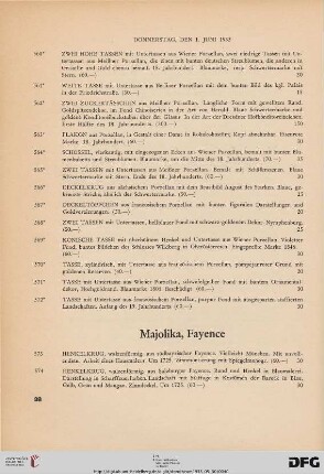 Majolka, Fayence (Nr. 573-587)