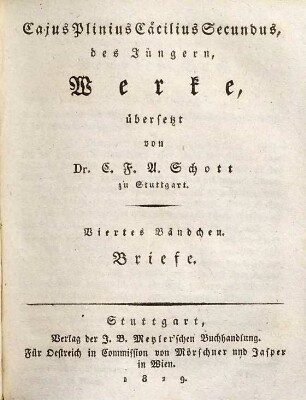 Caius Plinius Cäcilius Secundus, des Jüngern Werke, 4. Briefe