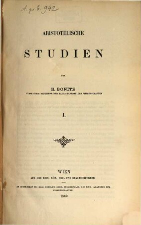 Aristotelische Studien, 1