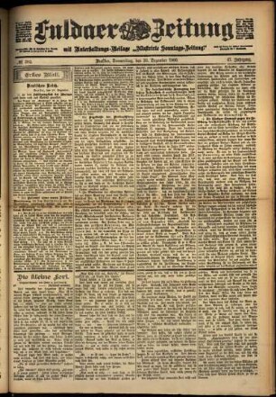 Erste Ausgabe vom Donnerstag, den 20. Dezember 1900.