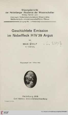 Geschichtete Emission im Nebelfleck H IV 39 Argus