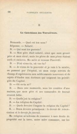 II Le Catéchisme des Travailleurs.