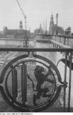 Dresden, Georgij-Dimitroff-Brücke, im Bau, Oberbürgermeister Walter Weidauer, 1949