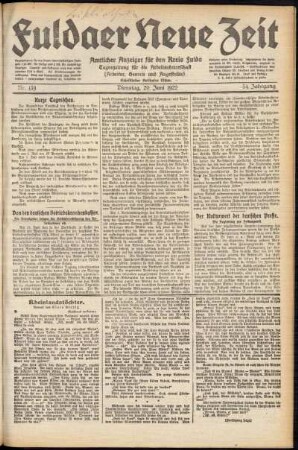 Ausgabe vom Dienstag, den 20. Juni 1922.