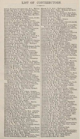 List of Contributors.