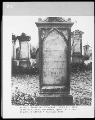 Grabstein von Karoline Weiss (gestorben 1880.12.09)