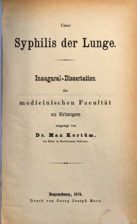 Über Syphilis der Lunge