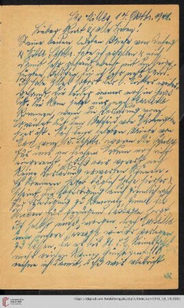 Korrespondenz von Alice und Ludwig Klein: Brief von Ludwig Klein an Kurt Klein