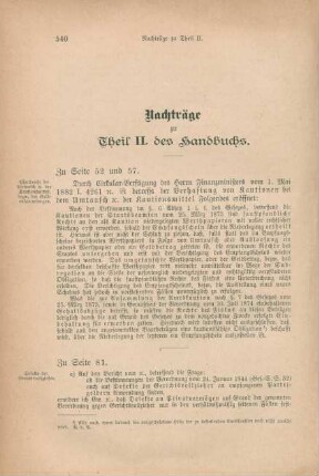 Nachträge zu Theil II. des Handbuchs