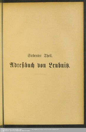 Siebenter Teil. Adressbuch von Leubnitz