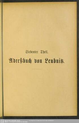 Siebenter Teil. Adressbuch von Leubnitz