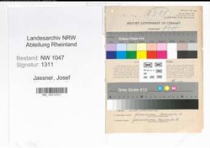 Entnazifizierung Josef Jassner , geb. 09.06.1909 (Angestellter)