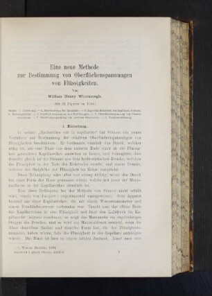 Eine neue Methode zur Bestimmung von Oberflächenspannungen von Flüssigkeiten.