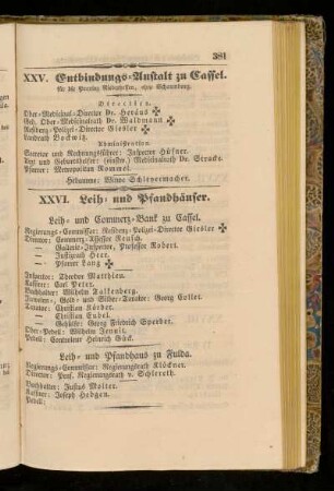 XXV. Entbindungs=Anstalt zu Cassel.