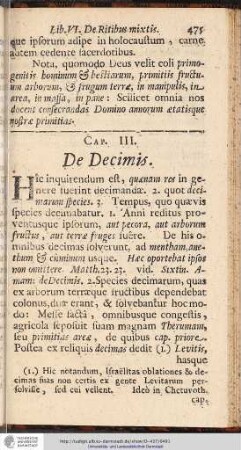 CAP. III. De Decimis.