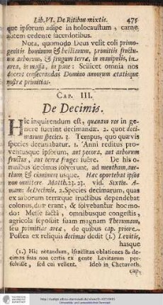 CAP. III. De Decimis.