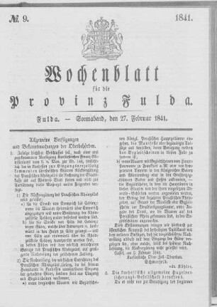 Nr. 9, Ausgabe vom 27. Februar 1841