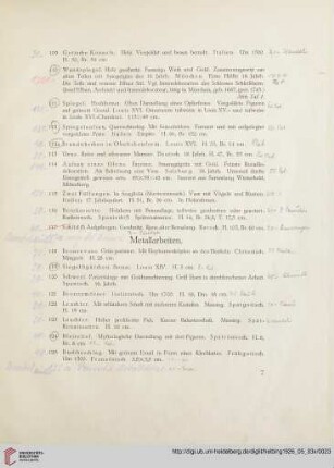 Metallarbeiten (Nr. 118-142)