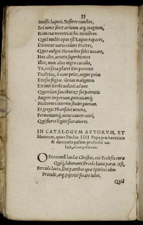 In catalogvm avtorvm, et librorum, quos Paulus IIII Papa pro hæreticis & damnatis passim proscribi uoluit ...