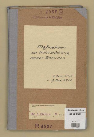 Maßnahmen bei inneren Unruhen.- Richtlinien: Bd. 1