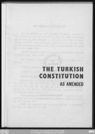 The Turkish Constitution, as amended