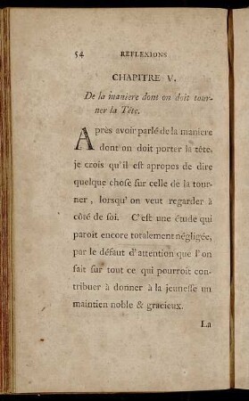 Chapitre V. De la maniere dont on doit tourner la Tête.