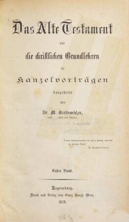 Das Alte Testament und die christlichen Grundlehren : in Kanzelvorträgen, 1
