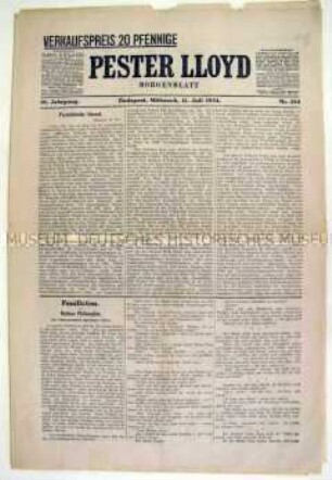 Deutschsprachige Budapester Tageszeitung "Pester Lloyd" u.a. zur politischen Lage in Frankreich