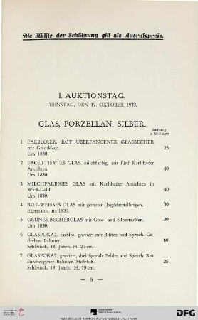 Glas, Porzellan, Silber (Nr. 1-52)