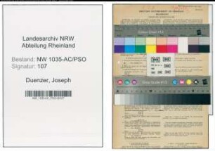 Entnazifizierung Joseph Duenzer , geb. 19.05.1903 (Bergmann)